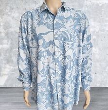 Tommy Bahama Shirt Men XL Blue Floral Hawaiian Tropical Aloha Flowers Button-Up picture