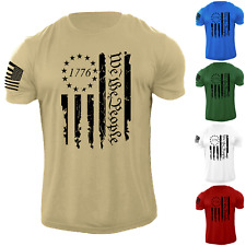 New Men's USA 1776 Distressed American Flag T Shirt Patriotic 100% Cotton Tee picture