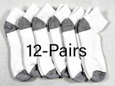 Burlington Men's Comfort Athletic Thick Quarter Socks 12 pairs Large 6-12 White picture