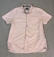 Ted Baker Linen Shirt Mens 5 Pink Short Sleeve Pockets Regular Fit Collared picture