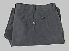 IZOD Dress Pants Slacks Mens 40X30 Dark Gray Plaid Poly Straight fit 4 Pokts EUC picture