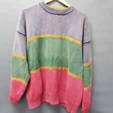 Vintage 90s Structure Heavy Knit Multicolor Striped Sweater Men's Sz Large picture