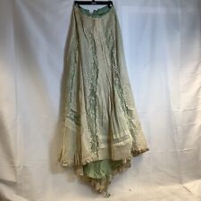 Fancy C 1900 Silk Lace Green Underlay Skirt Edwardian Summer Train picture