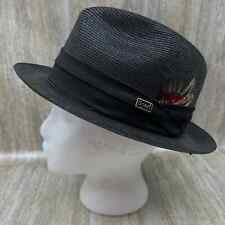 Vintage Dobbs Fifth Avenue Roger Milan Straw Fedora Hat Feather Mens 7 1/8 picture