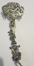 ENGLISH  HEAVY STERLING SILVER TAG KEY CHAIN HOLDER PENDANT SIGNED W/CROWN picture