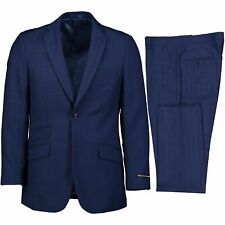 Alberto Cardinali Men's Medium Blue Plaid 2 Button Slim Fit Business Suit NEW picture
