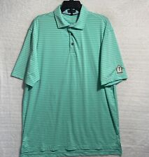 Black Quail Golf Polo Shirt Teal Green Mens Large Stripe Polyester Pullover picture