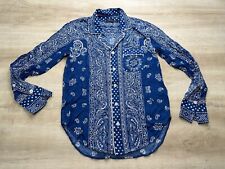 NWOT Polo Ralph Lauren Womens Blouse Blue XS Paisley Relaxed Shirt Long Sleeve picture
