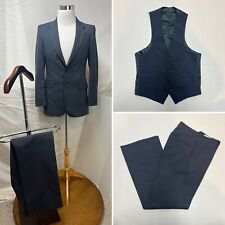 Men's Vintage Fioravanti Gray Pinstripe 3-Piece 34R Blazer 28x31 70s Pants Suit picture