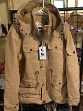 David Outerwear Men's Faux Fur Lined Hooded Soft Canvas Jacket Full Zip  Sz M picture