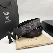 New Men's Luxury M * Black Embossed Accent M-CM Belt, Size + picture