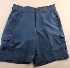 Bimini Bay Outfitters Marlin Logo Blue Lightweight Cargo Pocket Shorts Mens 32 picture