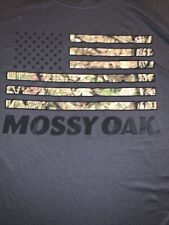L Men’s Mossy Oak Grey Polyester American Flag & Camo Long Sleeve Core Tee M3 picture