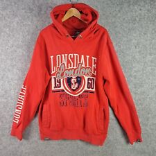 Lonsdale Jumper Mens Large Red Hoodie Hooded Casual Winter Pullover 5482 picture