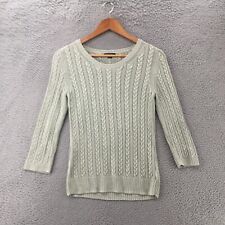Brooks Brothers Pullover Sweater Top Womens S Green Silk Blend Cable Knit Casual picture