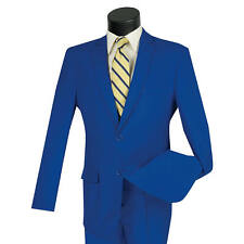 LUCCI Men's Royal Blue 2-Button Classic-Fit Poplin Polyester Suit - NEW picture