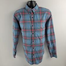 L.L.Bean button down shirt traditional fit long sleeve plaid blue Mens L 1360 picture