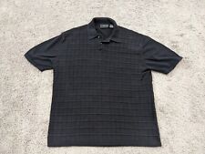 Vintage J Ferrar Polo Shirt Men's Medium Black Waffle Pattern Short Sleeves picture