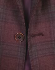 Ermenegildo Zegna Fabric 46R Wine Red Plaid Sport Coat Silk & Wool picture
