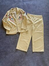 Festive Gold Sparkly Pantsuit With Appliqué Watercolor Flowers picture