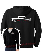 1957 57 CHEVY HARDTOP Zip UP JACKET HOODIE Bel Air 150 210 Muscle Car t shirt picture