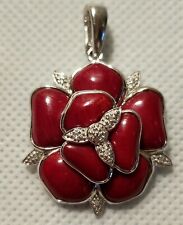 Vintage Red Gemstone flower 925 sterling silver with small diamond accents china picture