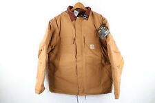 NOS Vtg 90s Carhartt Mens 48T Spell Out Arctic Lined Corduroy Collar Coat Brown picture