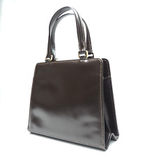 FENDI AA Rank Sunshine Open/No Closure Hand Bag Mini Dark Brown Leather X03-0066 picture