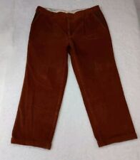 Orvis Men's Corduroy Pants Leather Pocket Trim Cuffed Pleat Sz 42x30 Vintage picture