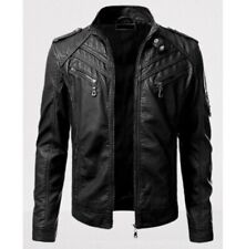 Black Leather Biker Fashion Jacket for Men, Men Leather Outerwear picture