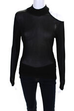 Gianni Versace Womens Open Knit Cold Shoulder Crew Neck Shirt Black Size IT 42 picture