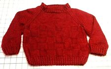 New 3M to 5T Hand Knit Child's Raglan Sleeve Autum Red Pullover Sweater picture