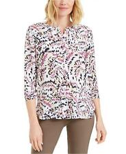 NWT JM Collection Women's 3/4-Sleeve Printed Pleat Back Blouse. S-XXL picture