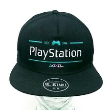 PS Sony Playstion Black Teal Adjustable Snapback Hat Flat Brim Bioworld picture