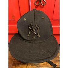 New York Yankees Hat Cap Fitted Mens Med. Black Top Pro Winter Fur Ear Flap picture