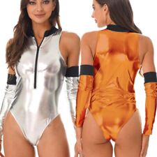 Women Metallic Space Cadet Alien Galaxy Traveler Astronaut Costume Sexy Bodysuit picture