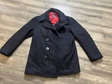 Vintage Cooper Designer Outerwear Black Wool Red Lined Coat Size 42 Made In USA picture