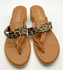 Italian Shoemakers Cheeta Print Slip on Sandals ~ Size 9 picture