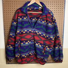 Vintage Navajo Aztec Geometric Colorful Fleece Full Zip Jacket Size Medium picture