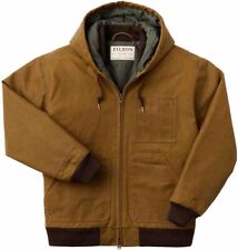 Filson Men's Tin Cloth Hoodie 20232886 Dark Tan Jacket Foul Weather Waxed Cotton picture