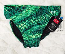 TYR Men's 30 Green Lime Racer Swimsuit Plexus Brief Durafast Elite w/ drawstring picture