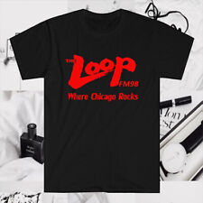 The Loop FM 98 radio Where Chicago Rocks Men's Black T-Shirt Size S to 5XL picture