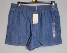 Free Assembly Women's Denim Pull-on Boxer Short Elastic Waist Size L Jean picture