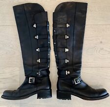 PACIOTTI Designer Black Leather Over Knee Boots Silver 41 US 10-10.5 EXCELLENT picture