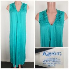 Vintage Kayser Green Nylon Pin Tucked Bodice Nightgown Slip Small Made In USA picture