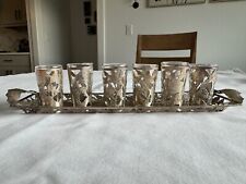 antique sterling silver aperitif set of 6 glasses & tray picture
