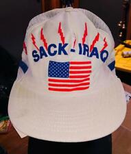 Vintage SACK-IRAQ American Flag Stripes USA Military Trucker Hat Cap  #F8 RARE picture