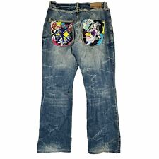 Artful Dodger Jeans Mens 34x32 Bootcut Embroidered Denim Motorcycle Tiger Theme picture