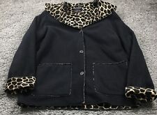 VTG BC Clothing Women Hooded Coat Sz S Black Animal Trim Pockets Oversized EUC picture