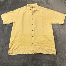 Tommy Bahama Shirt Mens Medium Yellow Geometric Button Up Silk Hula Girl Beach picture